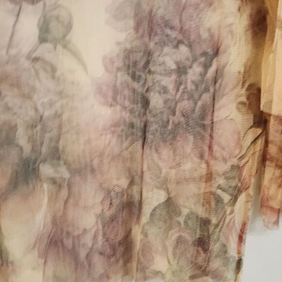 Vintage Cleo Y2K top yellow floral sheer mesh whimsigoth fairy romantic L - Picture 4 of 5